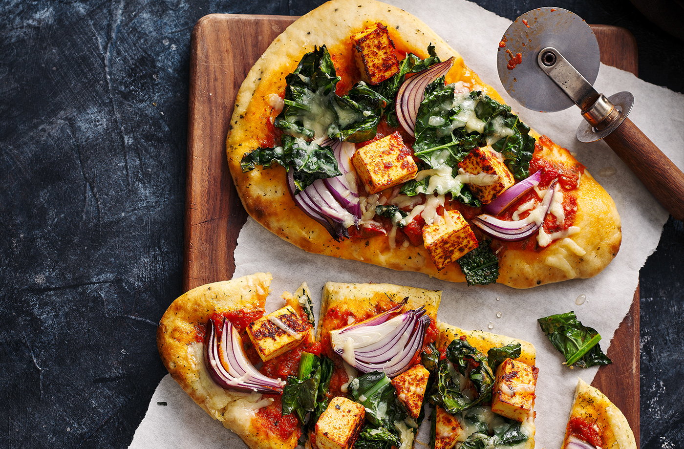 Indian-inspired naan pizzas
