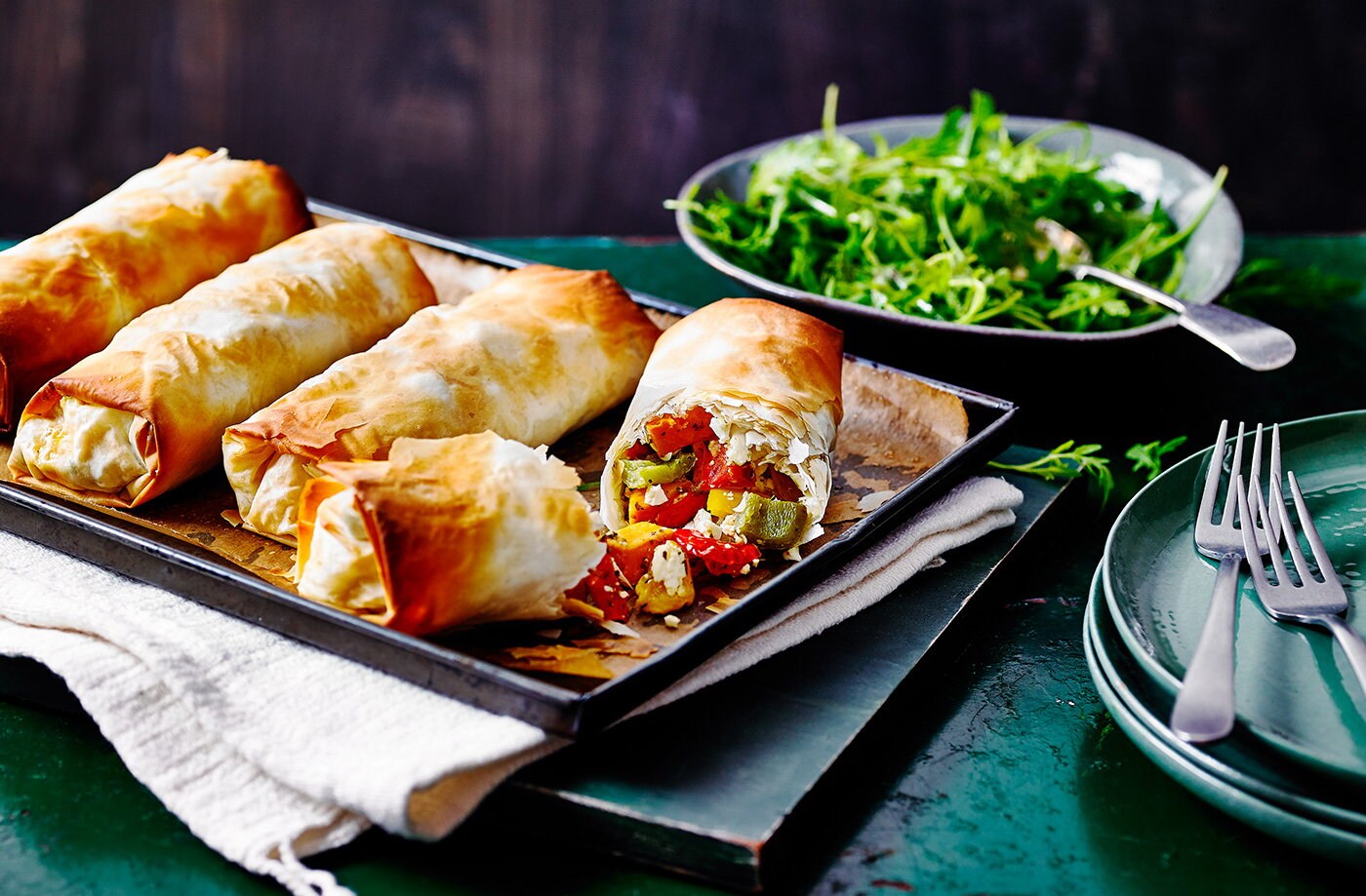 Cheesy vegetable strudels