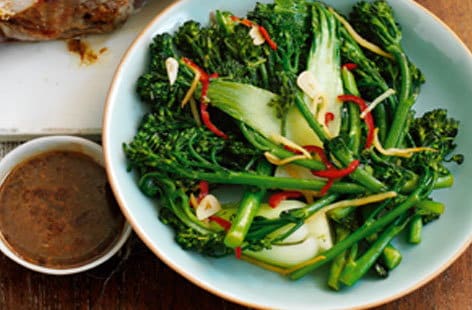 Image of "Chilli and ginger stir-fried broccoli and pak choi"