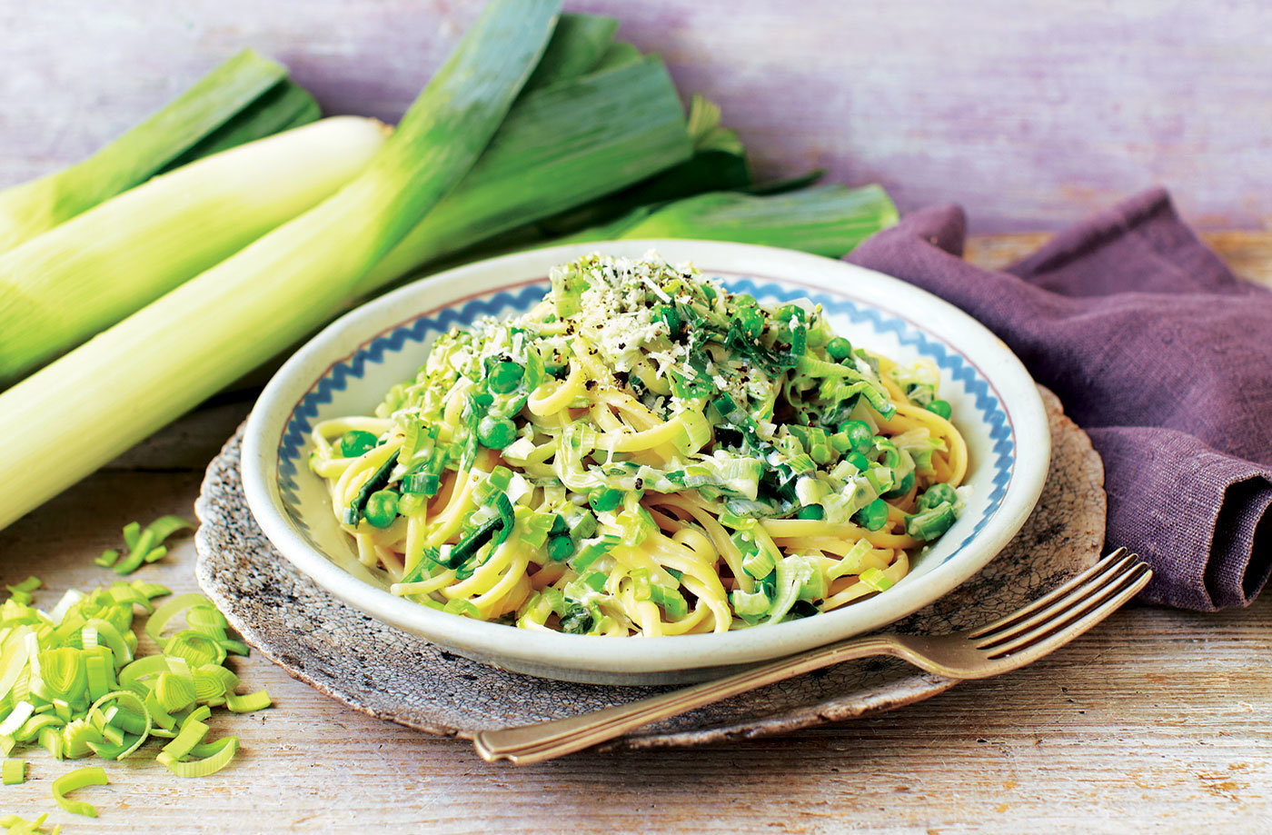 One-pot leek linguine