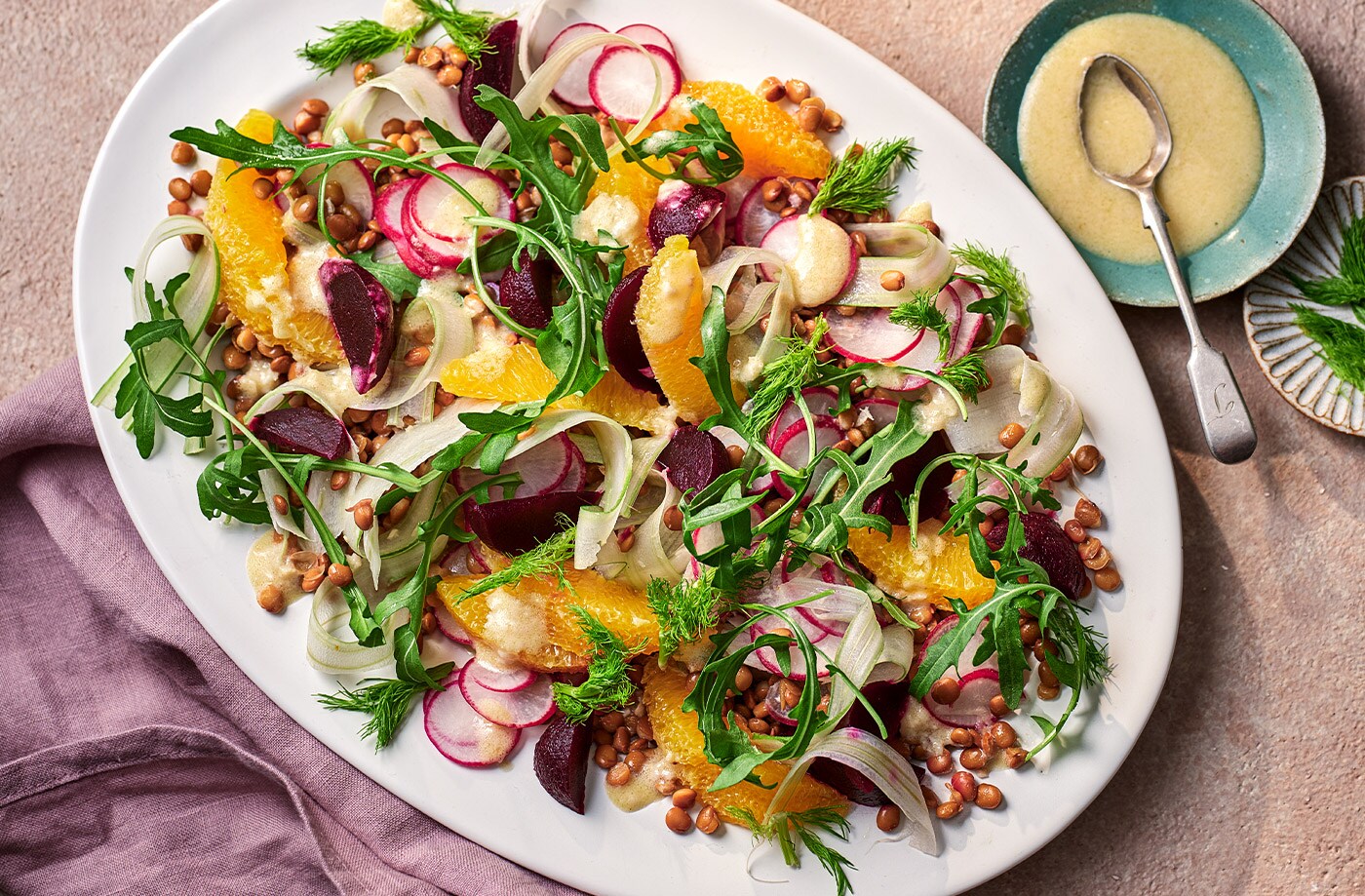 Radish, orange and beetroot salad