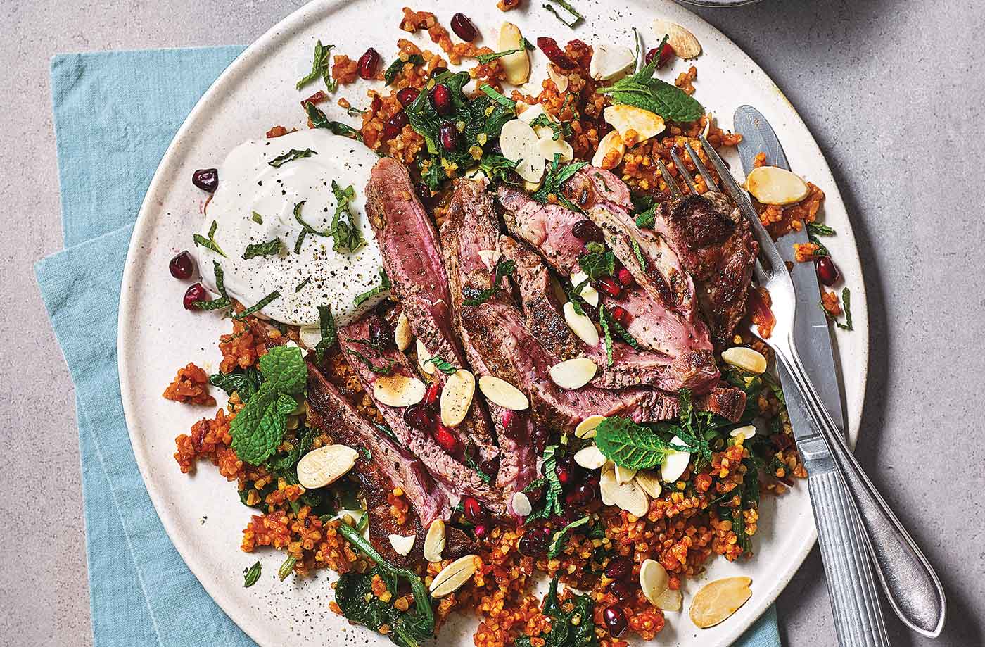 Spiced lamb and bulgur pilaf