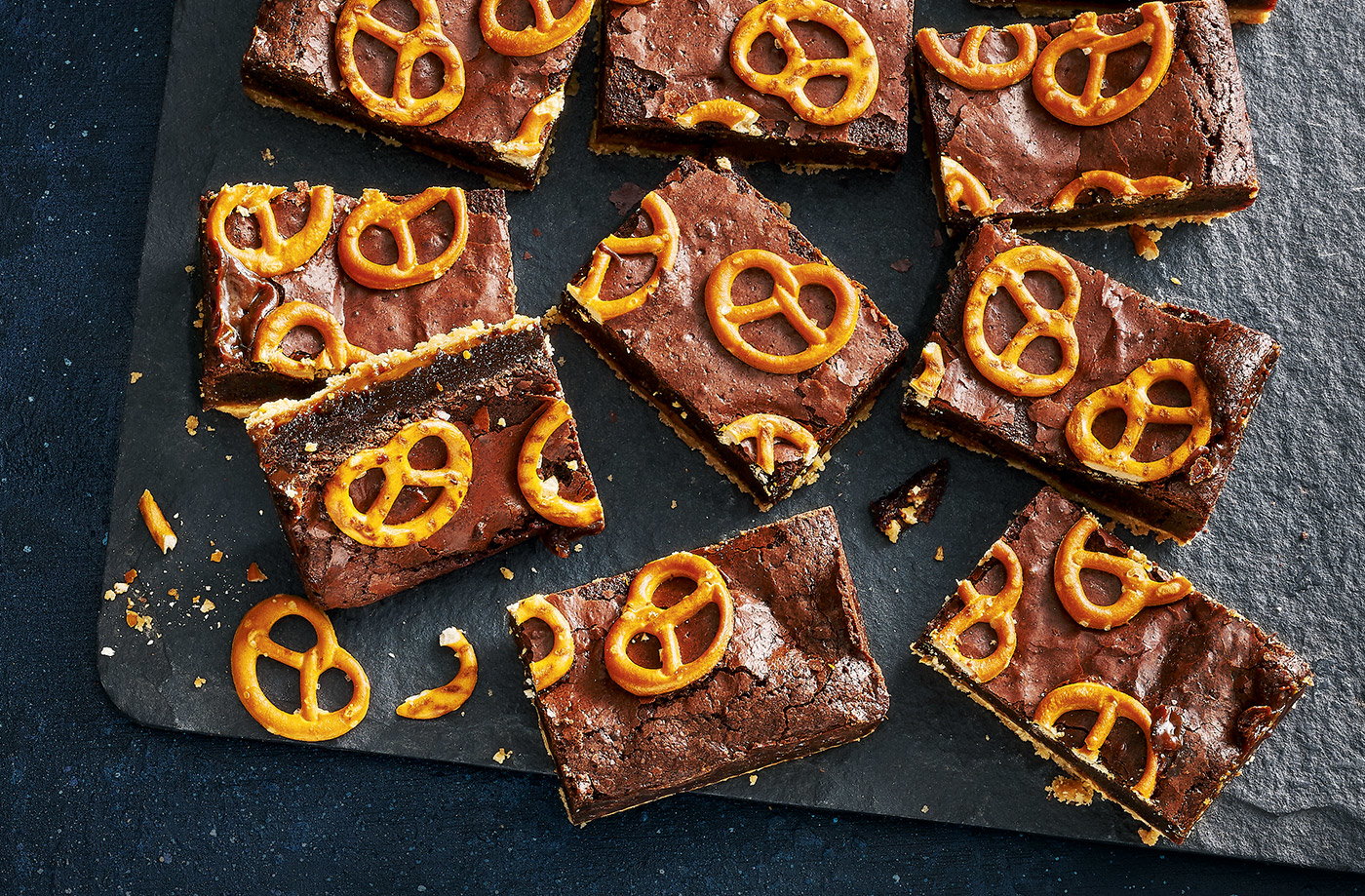 Millionaire pretzel brownies