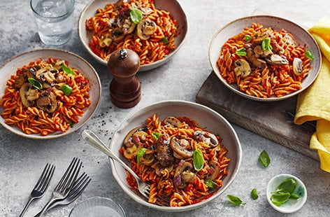 Image of "Mushroom, tomato and balsamic pasta"
