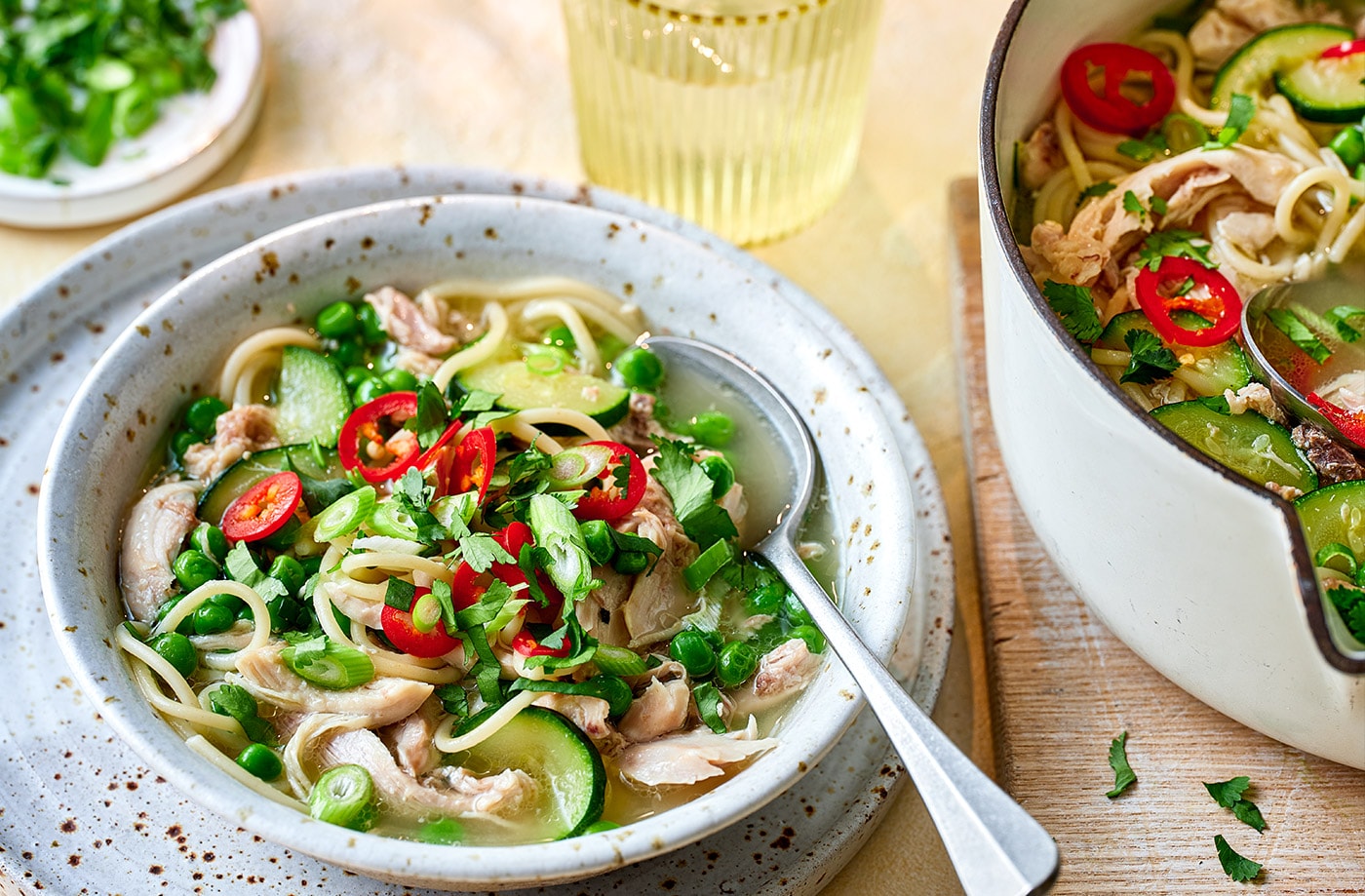 Summer chicken noodle soup