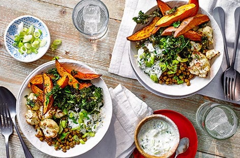 Image of "Roasted veg and lentil salad bowl"