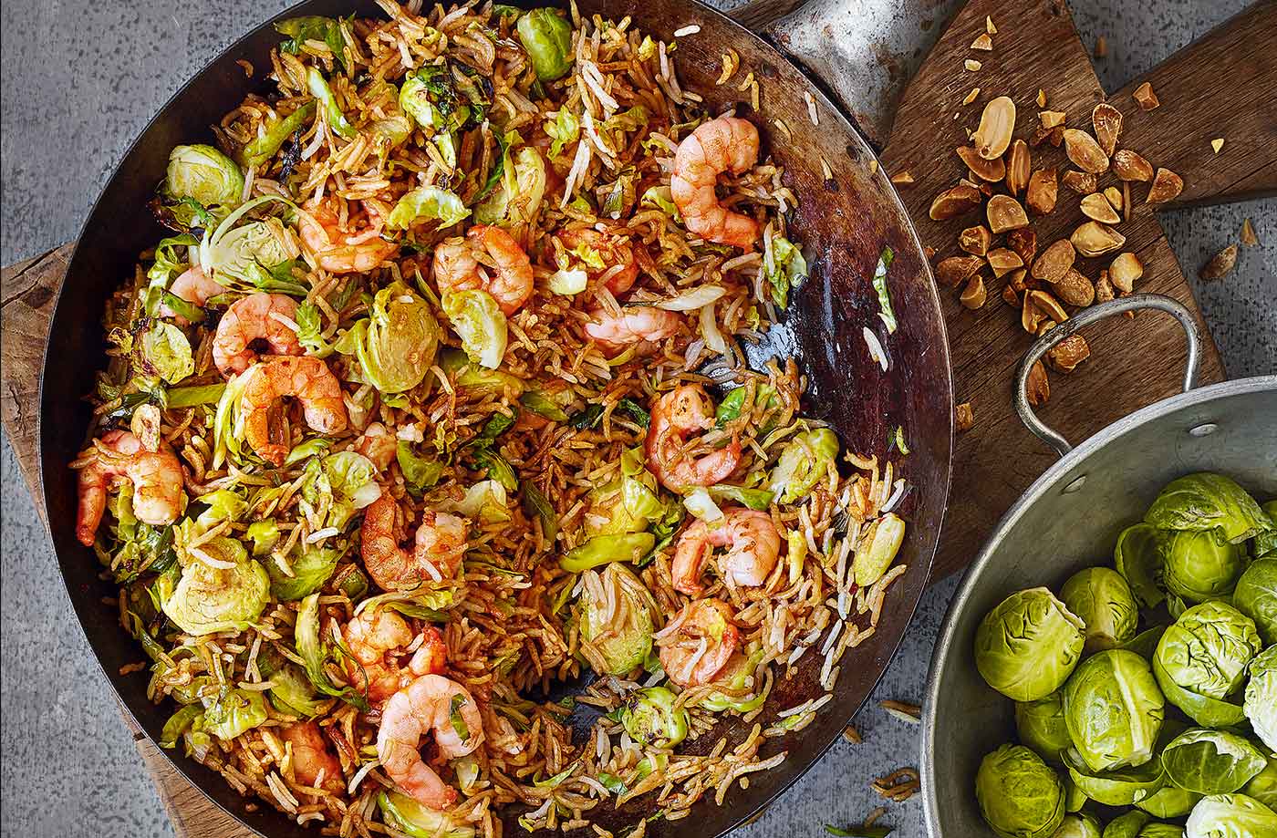 Spicy sprout and prawn fried rice