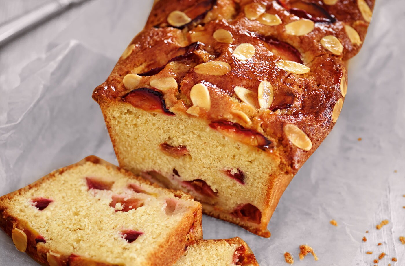 Plum and almond loaf