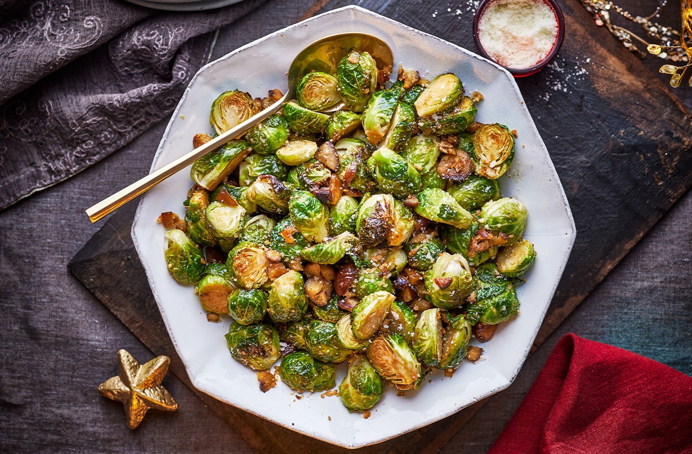 Roasted sprouts with marmite butter