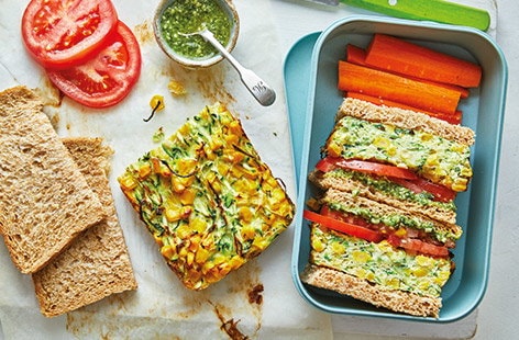 Image of "Sweetcorn and courgette frittata sandwiches"