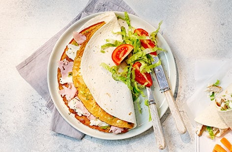 Image of "Ham and mozzarella omelette wrap"
