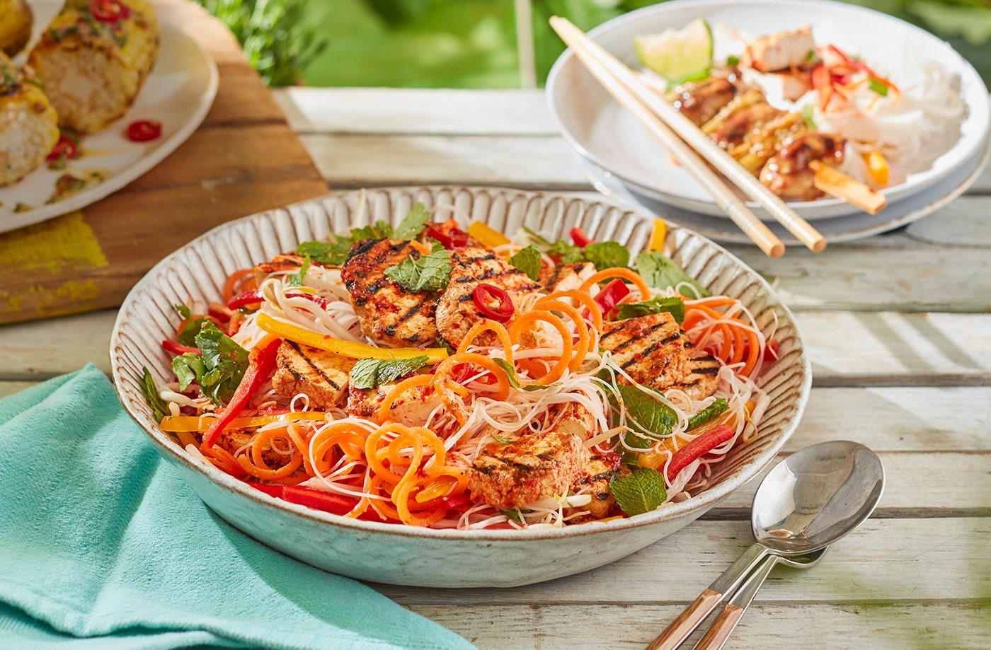 Barbecued tofu noodle salad