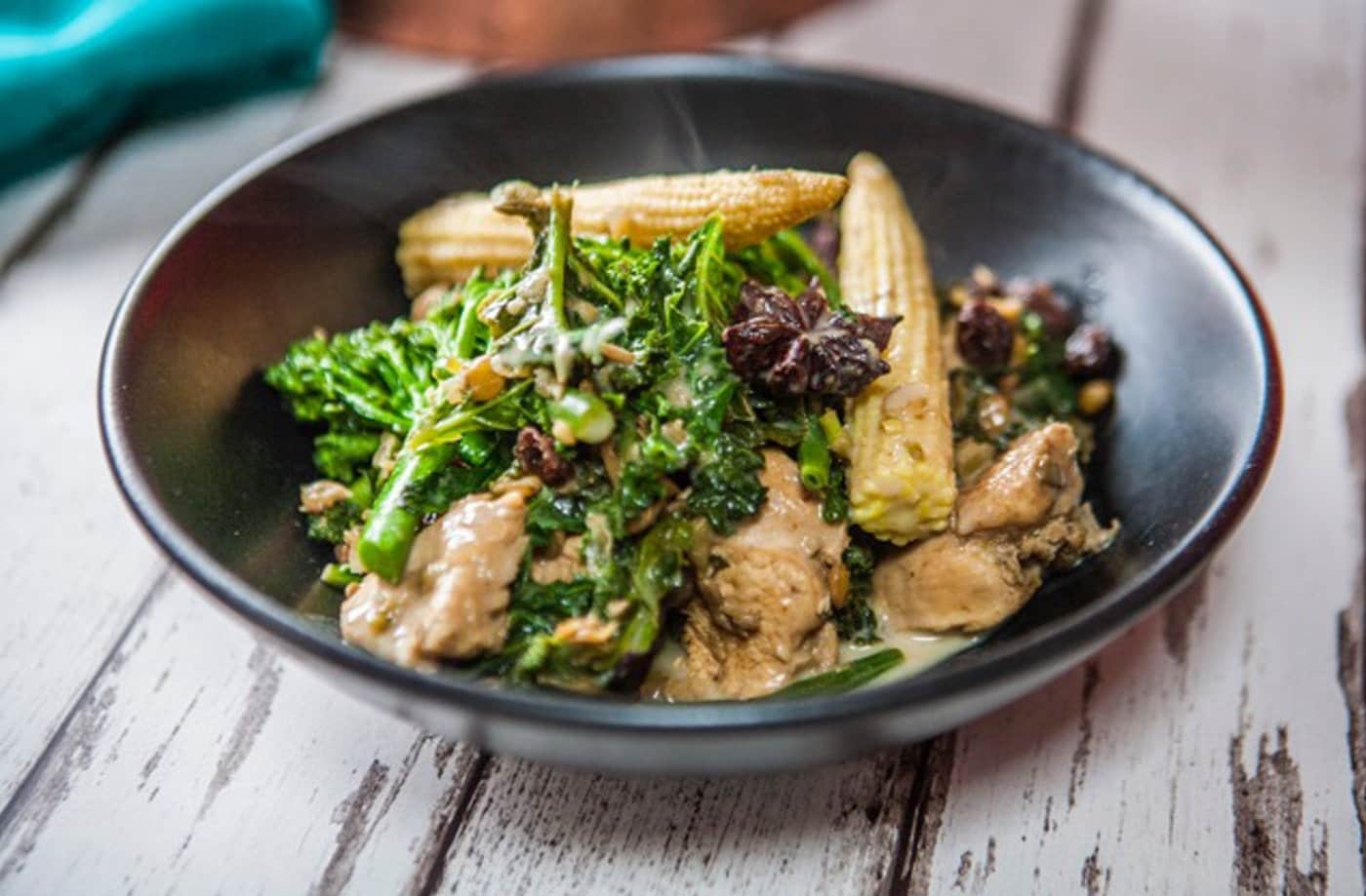 Chicken, coconut and kale curry