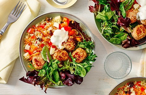 Image of "Turkey meatballs with fruity couscous"