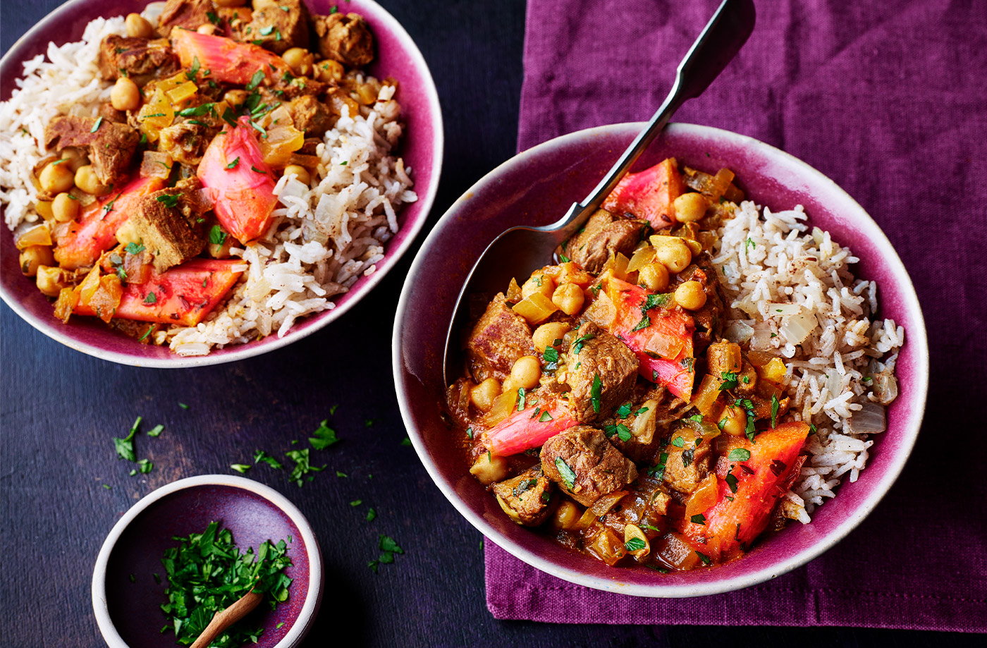Slow-cooker Persian lamb and rhubarb stew