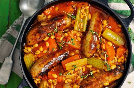 Image of "Pearl barley and sausage stew"