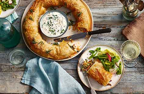 Image of "Lamb and spring greens wreath"