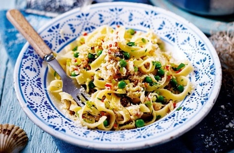 Image of "Crab, lemon and chilli tagliatelle"