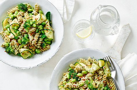 Image of "Speedy greens and pesto pasta"