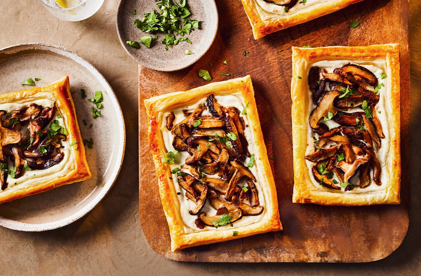 Shiitake mushroom and ricotta tarts