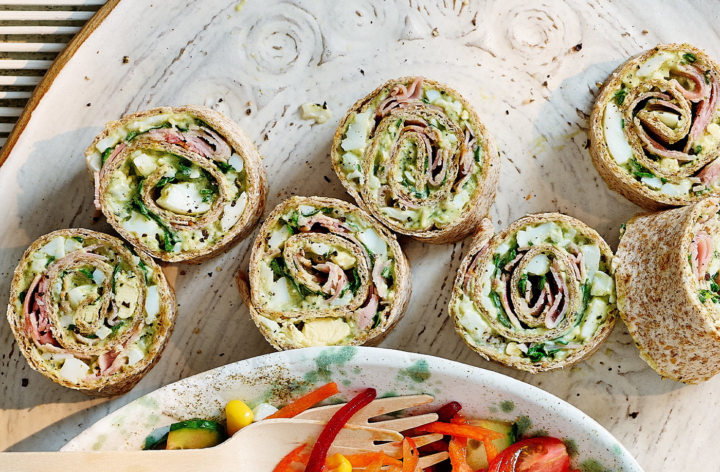 Green eggs and ham pinwheels