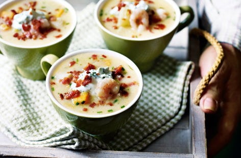 Image of "Smoked haddock, sweet potato and prawn chowder"
