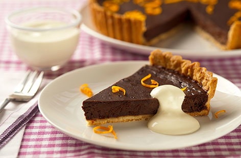 Image of "Chocolate, orange and crème fraiche tart "