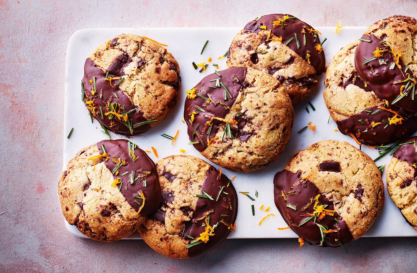 Chocolate orange and rosemary cookies