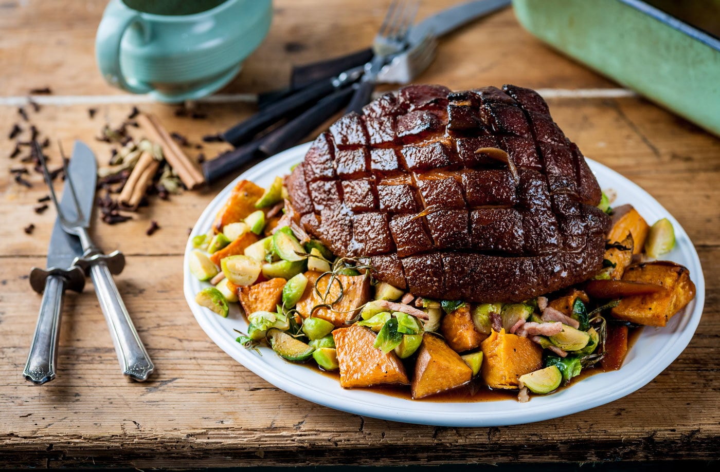 Graham Campbell's roast gammon with sweet potato roasties