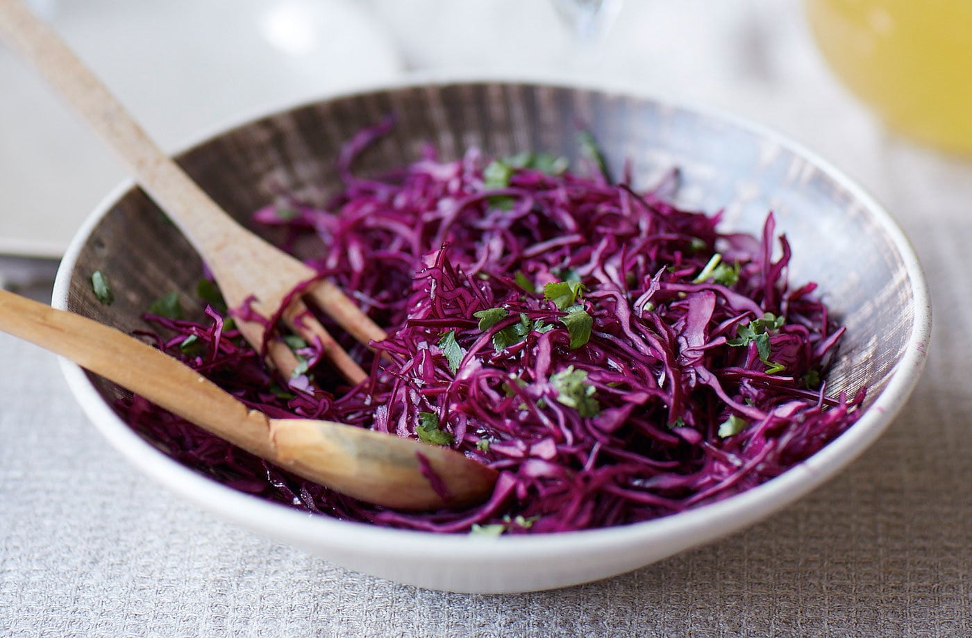 Red cabbage kimchi slaw