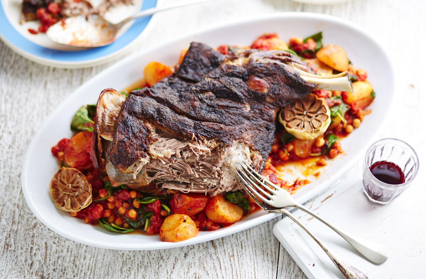 Moroccan-style shoulder of lamb