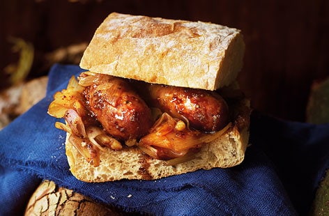 Image of "Cider-glazed hot dogs"