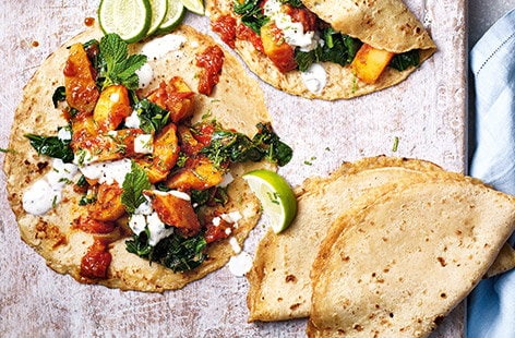 Image of "Saag aloo pancakes"