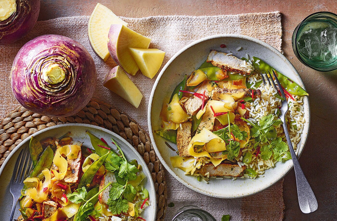 Pork and swede stir fry