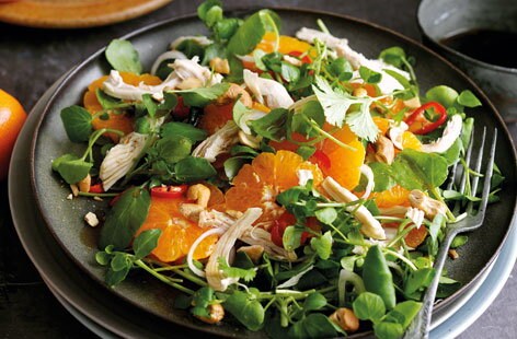 Image of "Shredded chicken and clementine salad with sweet soy dressing"
