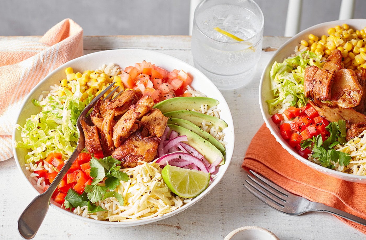 Tex-Mex vegan ‘chicken’ burrito bowl