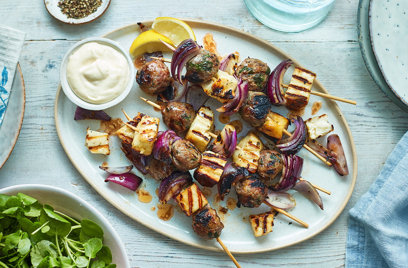 Lamb and halloumi kebabs