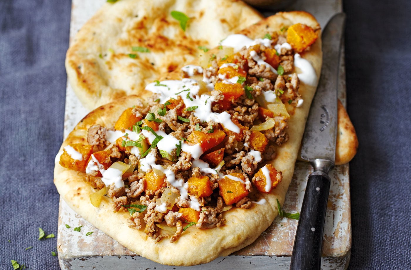Turkish keema-style naan breads
