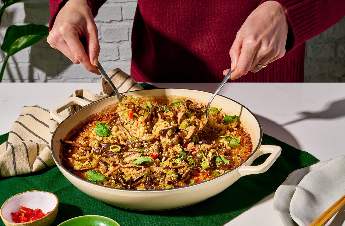 Crispy mushroom rice