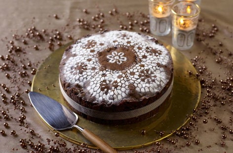 Image of "Chocolate, brazil nut and cherry fruit cake "
