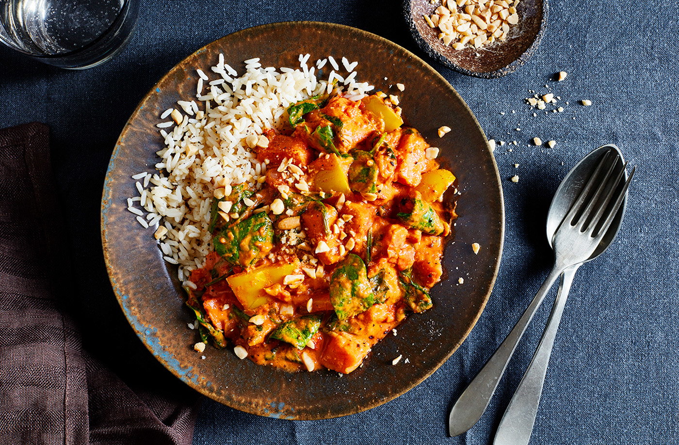 Sweet potato and peanut massaman curry