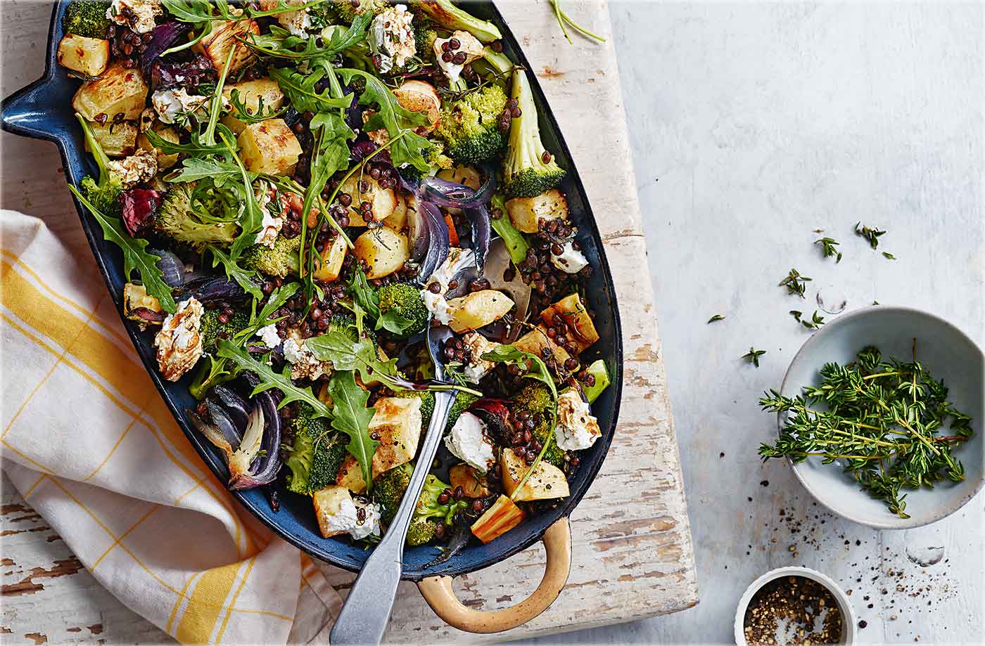 Parsnip, broccoli and goat's cheese bake