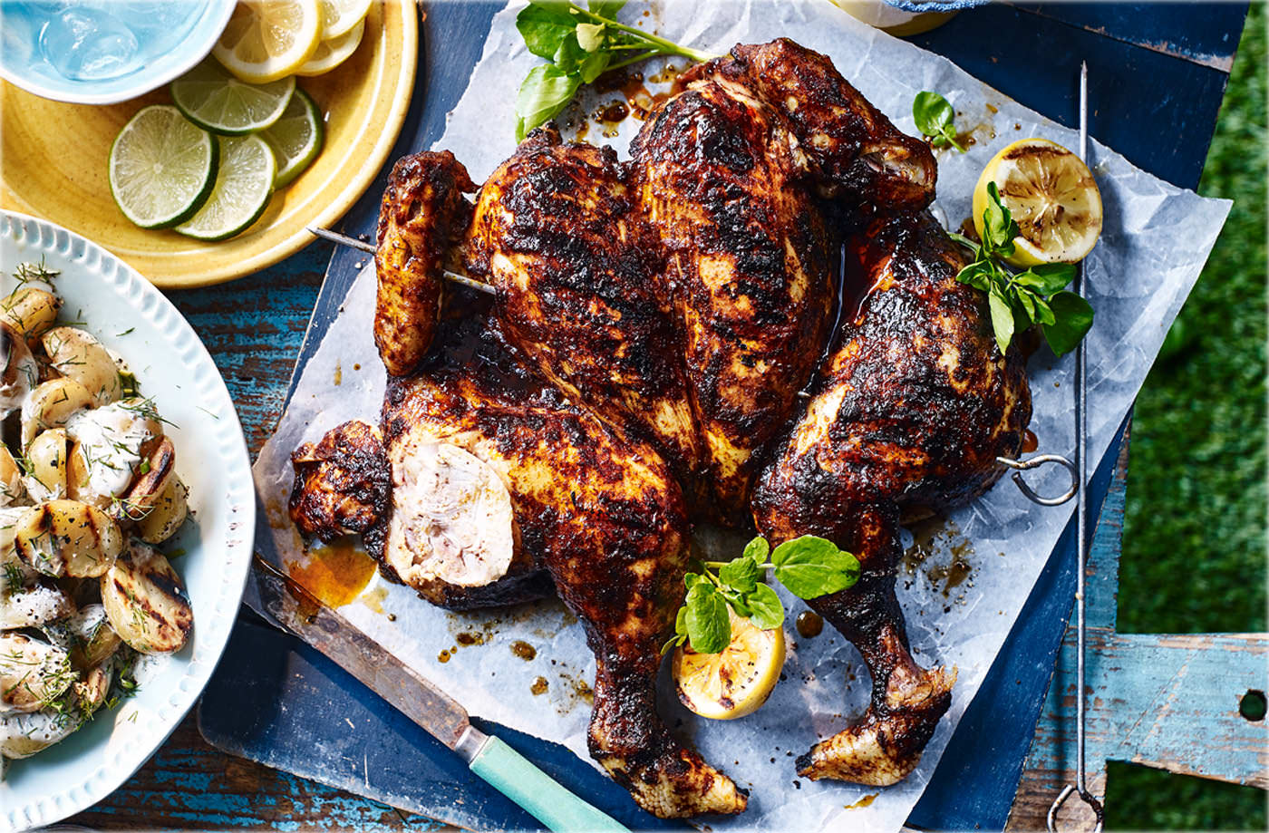 Blackened spiced spatchcock chicken