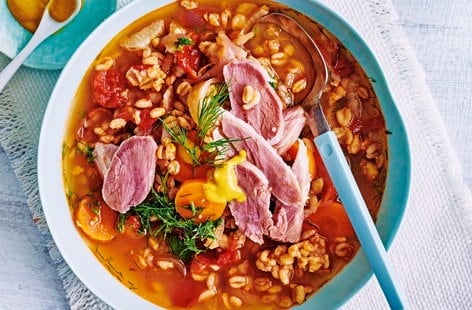 Image of "Braised ham with barley, fennel and dill"