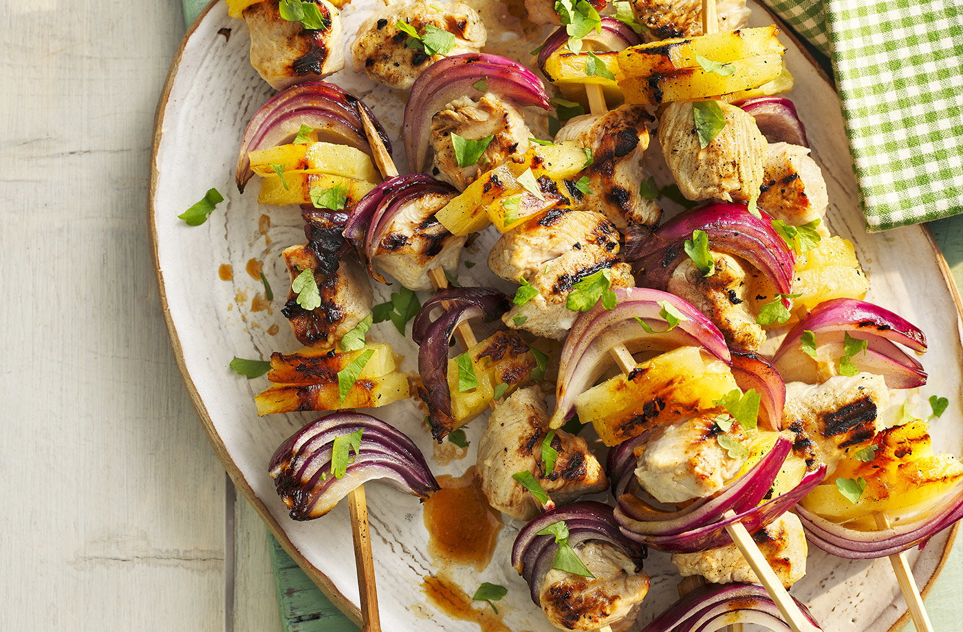 Hawaiian turkey kebabs
