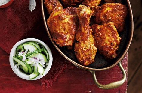 Image of "Indian chicken with cucumber salad"
