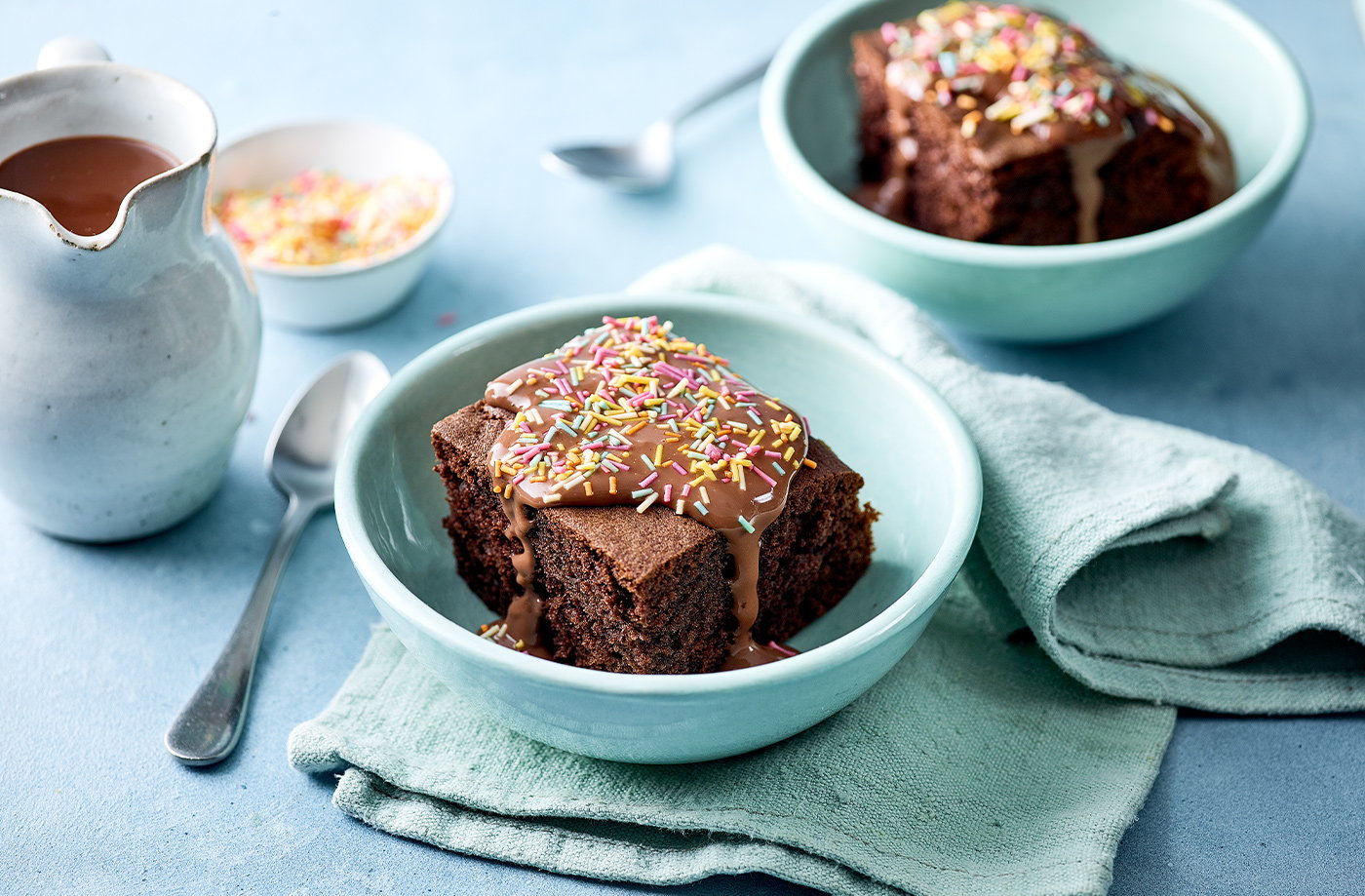 Chocolate sponge cake with sprinkles