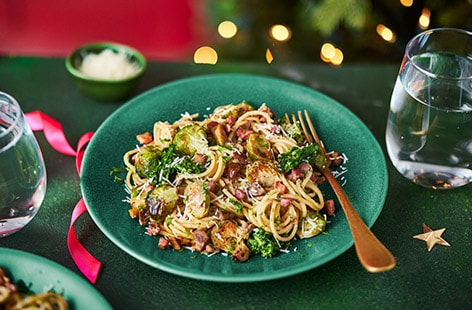 Image of "Caramelised sprout and chestnut carbonara"