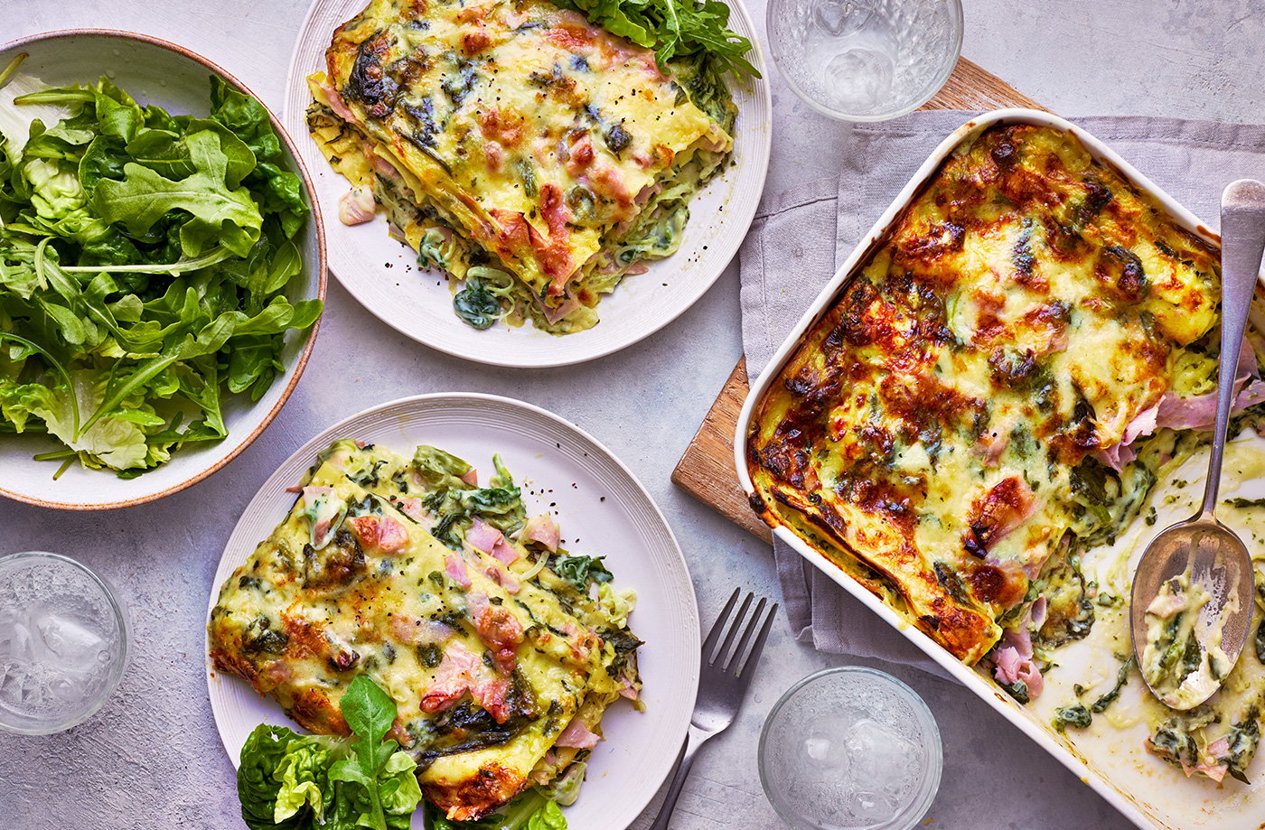 Ham and cheese lasagne