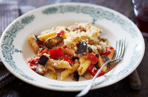 Image of "Aubergine and pepper pasta bake"